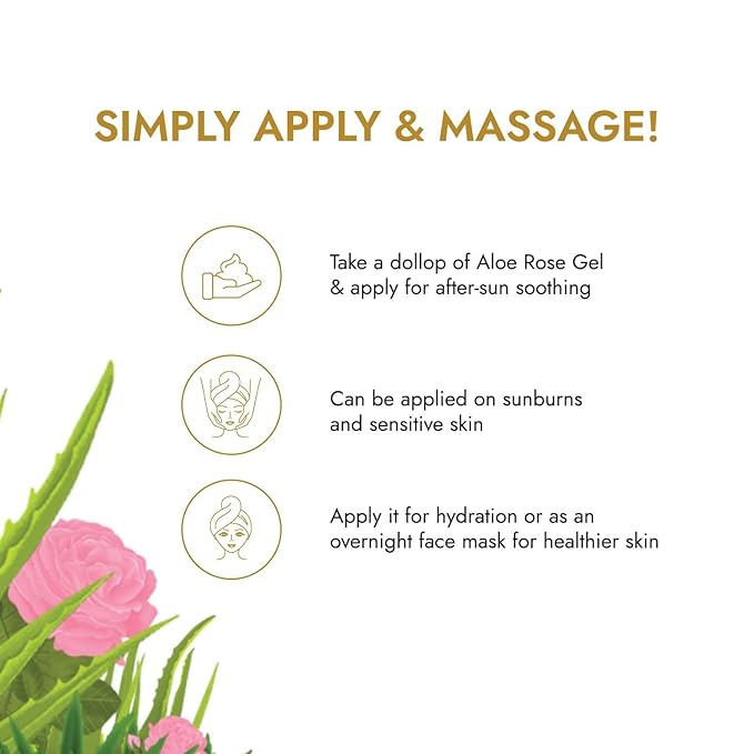 Skin Rituals Aloe Rose Gel 200 gms | After-sun Soothing Gel | For Sunburn Relief & Hydration | Clinically Tested Rose Actives| Ayurvedic Tan Minimiser-VivaGrace Women