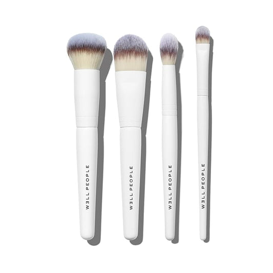 Well People Bio Complexion Brush Set, 4-Piece Face Brush Set For All Complexion Products, For Liquids, Powders & Creams, Cruelty-free Bristles-VivaGrace Women