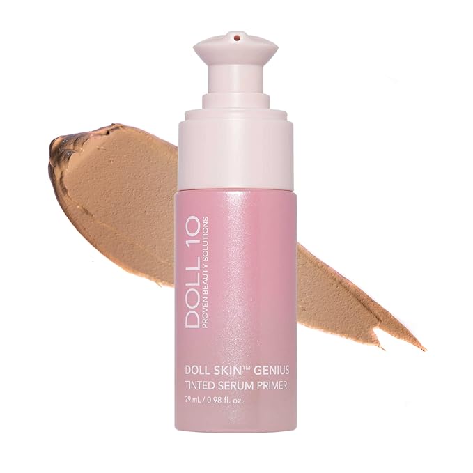 Doll 10 - Doll Skin Tinted Serum Primer - Blurs Color, Texture & Pores - Improves Skin While Wearing - Good for All Skin Types - Oil Free, Vegan, Cruelty Free & No Parabens (Tan-Deep, 1 oz)-VivaGrace Women
