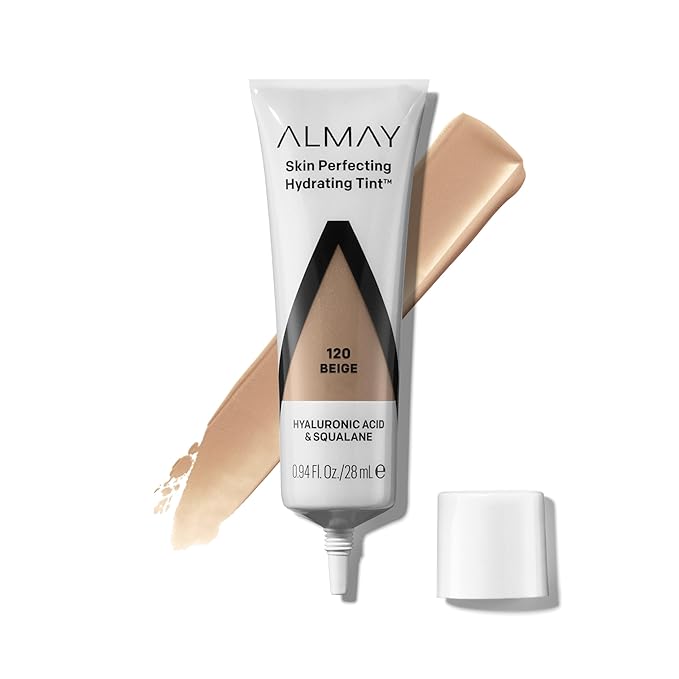 Almay Hydrating Liquid Foundation Tint, Lightweight with Light Coverage, Naturally Dewy Finish, Hypoallergenic, Dermatologist TestedFragrance Free, 120 Beige, 0.94 fl oz.-VivaGrace Women