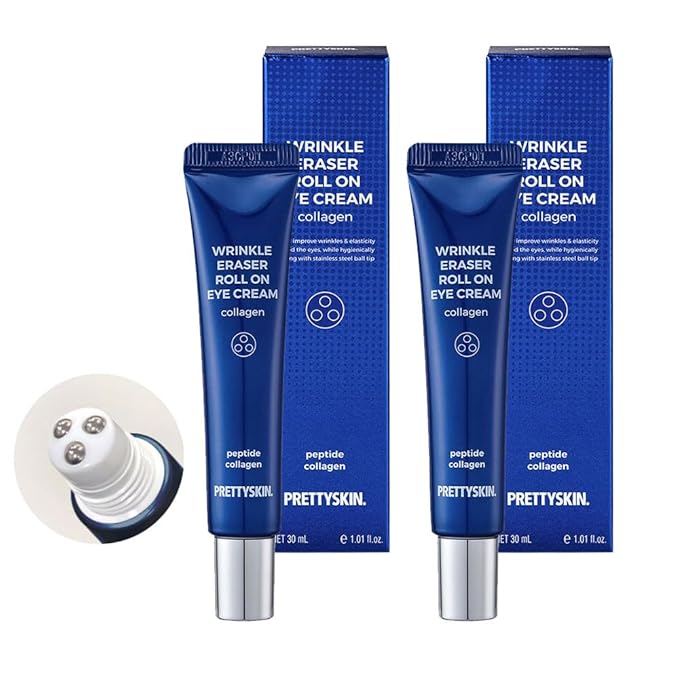 PS.PRETTYSKIN Roll On Eye Cream 30ml/1.01fl.oz. with Vitamin A and Stainless Steel ball Tip for Wrinkle Eraser and Elasticity (Collagen 2CT)-VivaGrace Women