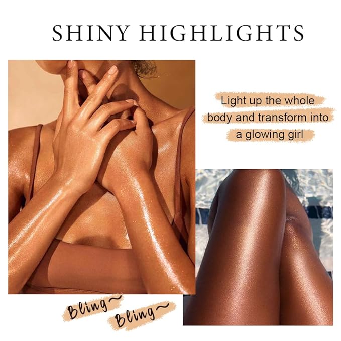 MAEPEOR Shimmer Body Luminizer 5 Colors Moisturizing Glow Illuminator Smooth and Non-sticky Summer Body Highlighter For Face & Body (80ML, 05 Rose Gold)-VivaGrace Women