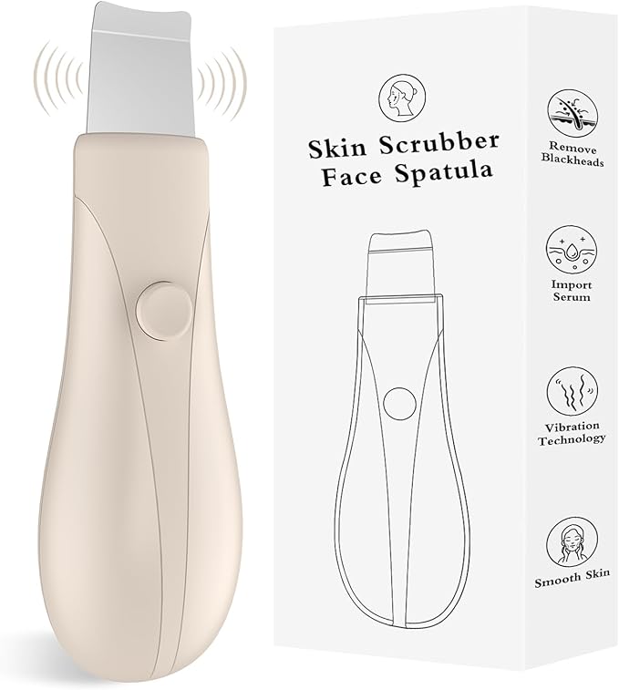 Skin Scrubber Face Spatula Skin Spatula Pore Cleaner Blackhead Remover Tools for Facial Deep Cleansing Skin Care Tool for Men and Women (Beige)-VivaGrace Women