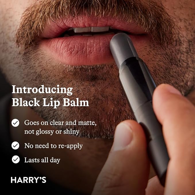 Harry's Black Lip Balm for Men - Hydrating Men's Lip Balm with Natural Finish - Korean Skincare Technology with Meadowfoam Oil-VivaGrace Women