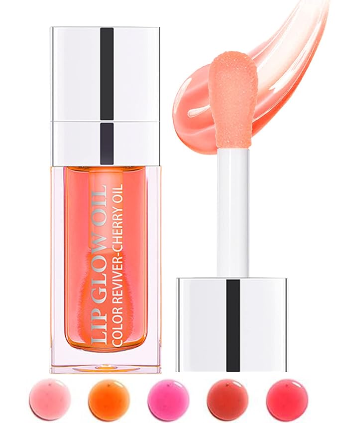 Hydrating Plumping Lip Glow Oil,Tinted Lip Gloss,Transparent Toot Lip Oil,Long Lasting Moisturizing Clear Glow Reviver Lip Oil for Lip Care Dry Lips,Women's Day Makeup Gift for Women(#001 Pink)-VivaGrace Women