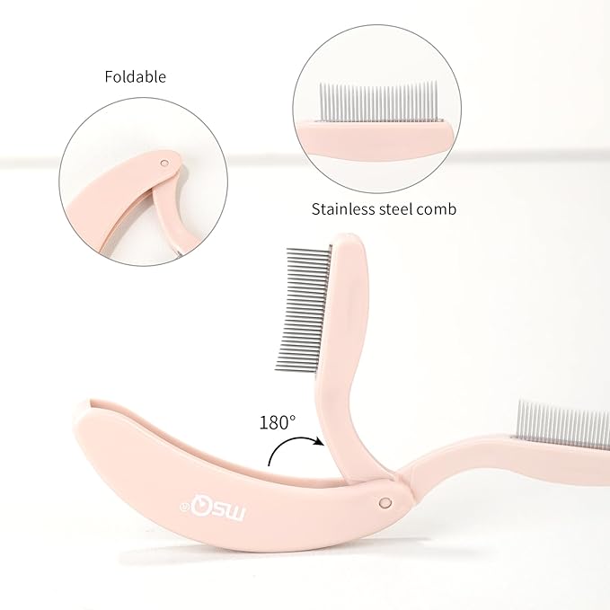 Eyelash Comb MSQ Eyelash Separator Tool Eyelash Comb Separator Folding Eyelash Brush Separator Lash Comb for Eyelash Makeup Brush (khaki)-VivaGrace Women