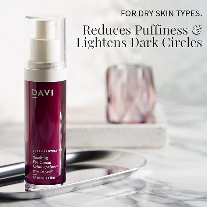 DAVI Soothing Eye Cream with Blue Light Protection | Under Eye Cream for Dark Circles and Puffiness | Anti-Aging Eye Cream for Dry Skin | All Natural | Non-GMO | Paraben-Free | Cruelty-Free | 1 Fl Oz-VivaGrace Women
