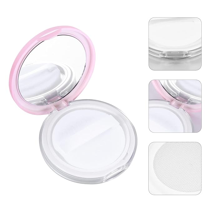 Powder Puff 2pcs Loose Powder Containers with Elasticated Net Sifter, Mirror and Puff 5g Loose Powder Compact Case Case for DIY Makeup and Travel () Cushion Foundation-VivaGrace Women