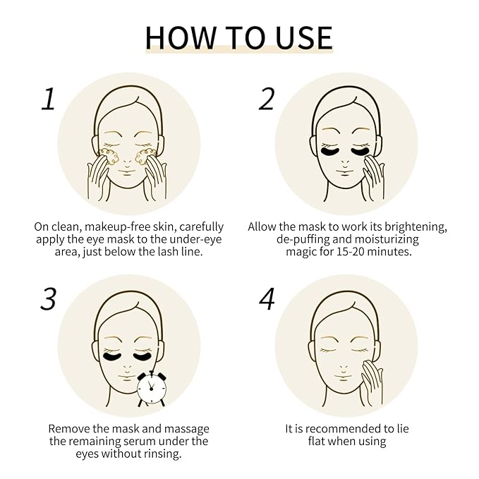 24K Gold Eye Mask - 60 Pieces, Collagen Hyaluronic Acid Eye Mask, Anti-aging, Remove Dark Circles, Puffiness and Wrinkles, Refreshes Skin, Suitable for Both Men and Women-VivaGrace Women