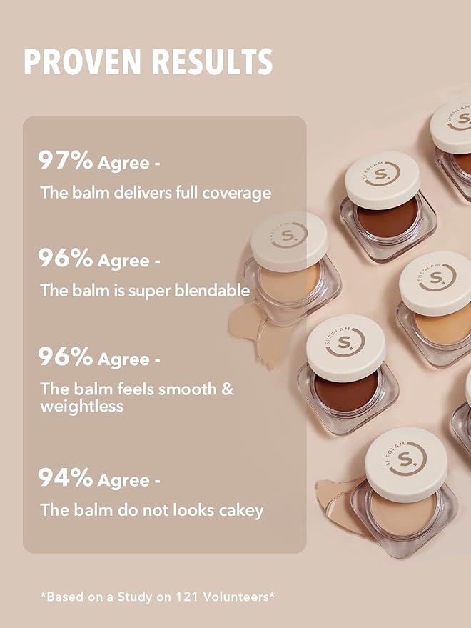 SHEGLAM Hydrating Cream Full Coverage Foundation Balm Long Lasting Concealer Face Foundation for Dry Skin - Earth-VivaGrace Women