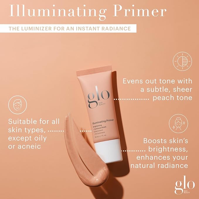 Glo Skin Beauty Illuminating Primer with Vitamin C – Brighten & Correct Skin Tone for Smoother Makeup Application, Radiant Glass Skin Finish, for All Skin Types-VivaGrace Women