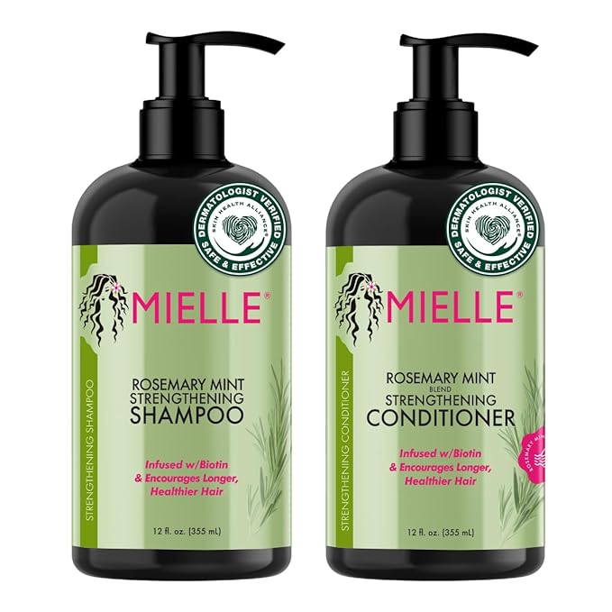 Mielle Organics Rosemary Mint Strengthening Shampoo and Conditioner Infused with Biotin, Cleanses and Helps Strengthen Weak and Brittle Hair, 12 Ounces-VivaGrace Women
