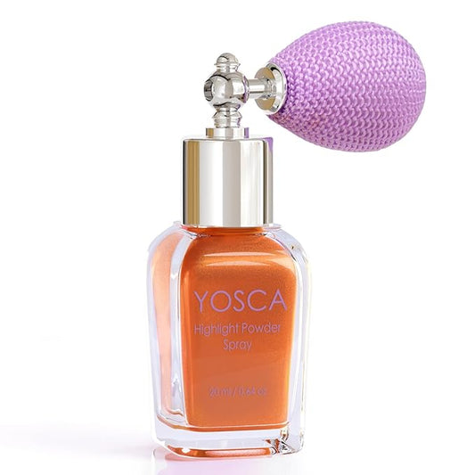 Yosca Highlighter Powder Spray, 20ML Cosmetic Grade Shimmer Powder Red Glitter Spray Sparkle Highlighter Makeup Festival Concert Accessorise for Rave Clothes Hair Face Nail Art - Atardecer-VivaGrace Women