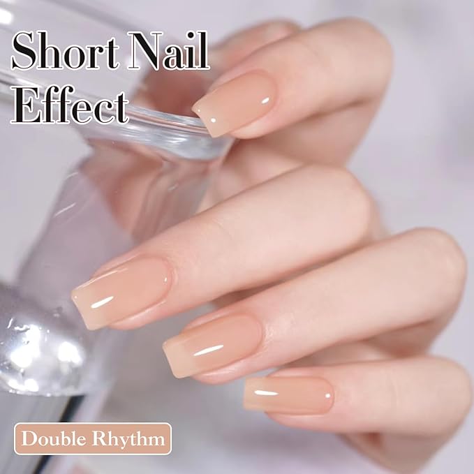 Double Rhythm 0.5Oz Translucent Gel Polish Sheer Neutral Natural Light Milky Same Color Same Bottle 15ML Jelly Gel Polish Art DIY at Home (Milky Nude-A1358)-VivaGrace Women