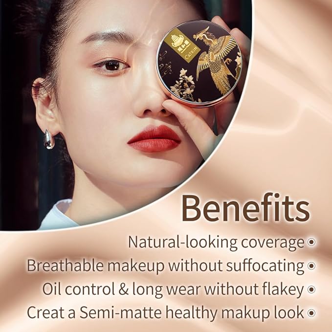 Catkin Phoenix Cushion Foundation Buildable Coverage Anti-Aging Serum Makeup, Sheer Satin Finish, Refill Included, Light Beige 0.46 Oz x 2, C02 IVORY-VivaGrace Women