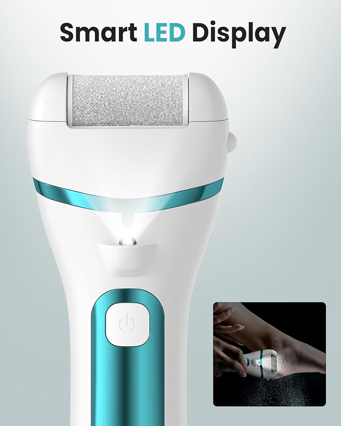 PUBOO Foot Callus Remover Electric 10000 RPM 3-Speed IPX7 Rechargeable Pedicure Kit for Hard Skin Women & Men. Portable Multi-Roller File Grinder Sander Scrubber with LED Display for Wet & Dry Feet-VivaGrace Women