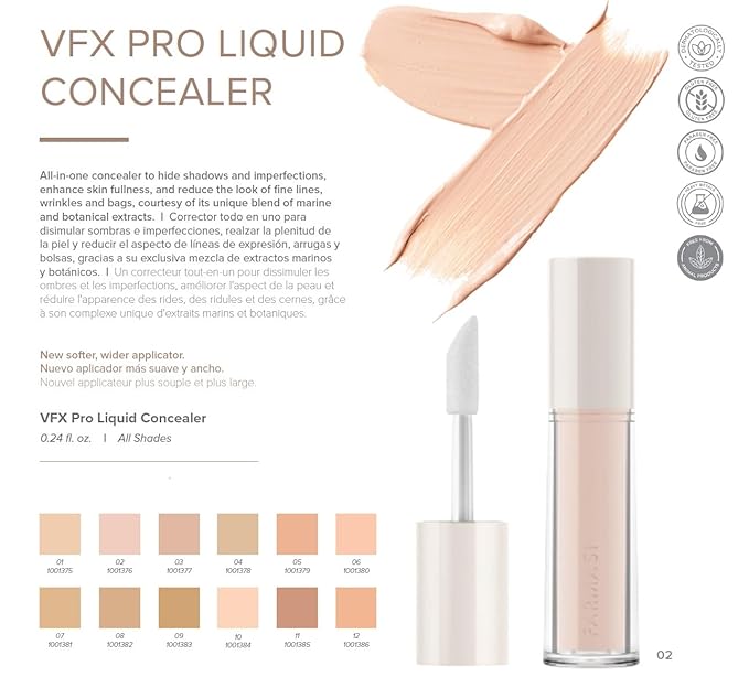 FARMASI Vfx Pro Liquid Concealer Makeup, All-in-one Full Coverage, Highly Pigmented Concealer for All Skin Type, Hide Shadows & Imperfections, Enhance Skin Fullness Foundation Concealer 0,24 Fl Oz N05-VivaGrace Women