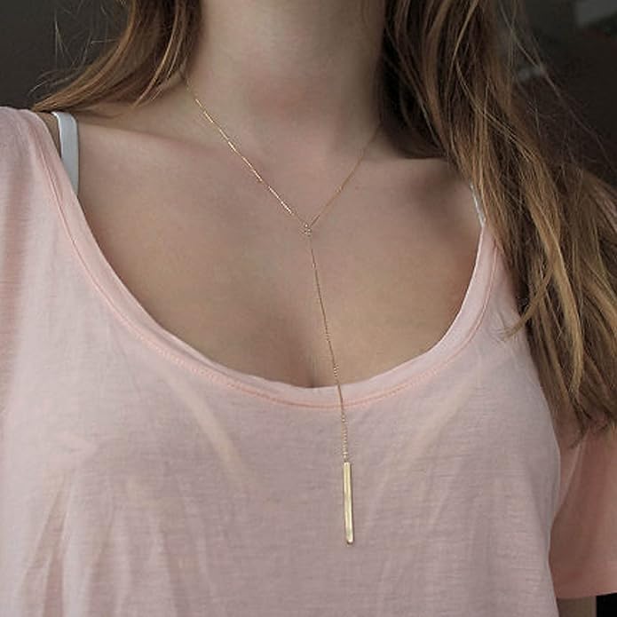 Boho Long Bar Necklace Choker Y Lariat Necklace Chain Minimalist Drop Necklace Jewelry for Women and Girls-VivaGrace Women