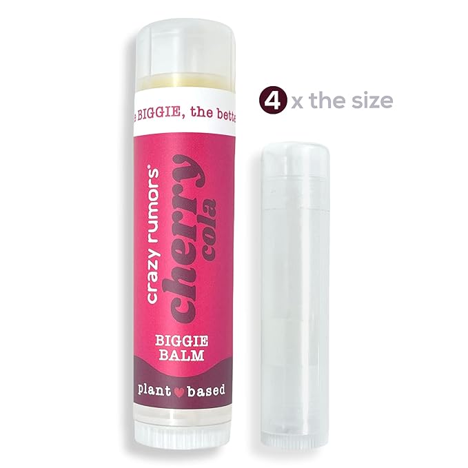 Crazy Rumors Biggie Cherry Cola Flavored All Natural, Plant Based Lip Balm to Moisturize and Nourish your Lips - Cherry Cola Biggie Tube 0.6 oz (4x Larger than standard 0.15 oz lip balm)-VivaGrace Women