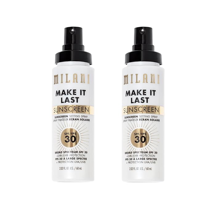 Milani Make It Last Sunscreen - Sunscreen Setting Spray with SPF 30 - Makeup Primer and Setting Spray with SPF30 Sunscreen, Long Lasting Makeup Finishing Spray - 2 Pack-VivaGrace Women