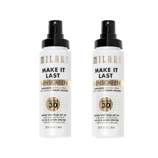 Milani Make It Last Sunscreen - Sunscreen Setting Spray with SPF 30 - Makeup Primer and Setting Spray with SPF30 Sunscreen, Long Lasting Makeup Finishing Spray - 2 Pack-VivaGrace Women