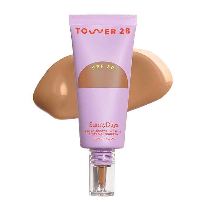 Tower 28 Beauty SunnyDays SPF 30 Tinted Mineral Sunscreen - For Sensitive Skin - 2-in-1 Facial Broad Spectrum UVA/UVB Protection + Foundation - Shade 35 POINT DUME, 1 Fl Oz-VivaGrace Women