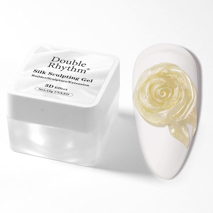 Double Rhythm 3D Nail Gel Pearl Solid Sculpting for Nail Art Non-Sticky Hard for Building Carving Molding Extension Soak Off UV/LED Nail Art Salon Home DIY 0.5 Oz (Yellow-Silk 07)-VivaGrace Women