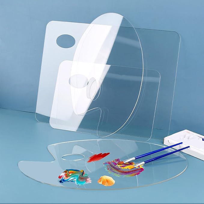 5PCS Acrylic Paint Palette Clear Paint Pallet,Transparent Non-Stick Oil Paint Palette with Protective Kraft for Craft DIY Art Painting Palette- Adults & Kids-VivaGrace Women