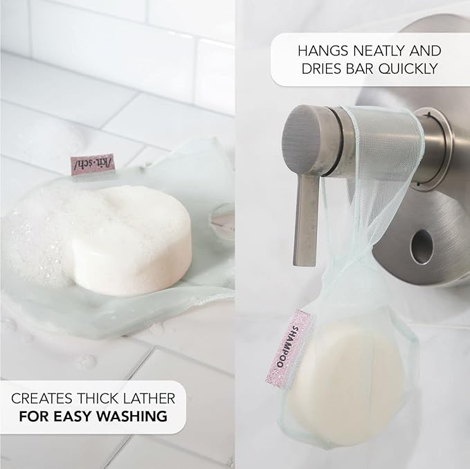 Kitsch Bar Soap Saver Bag - Soap Dish and Soap Holder for Shampoo Bar, Conditioner & Body Wash – Recycled Mesh Beauty Bar Soap Pouch, Eco-Friendly, Patented Bag - Mint-VivaGrace Women