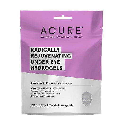 Acure Radically Rejuvenating Under Eye Hydrogel Mask, Provides Anti-Aging Support, & Silk Tree, Purple, Cucumber, 0.236 Fl Oz (Pack of 1)-VivaGrace Women