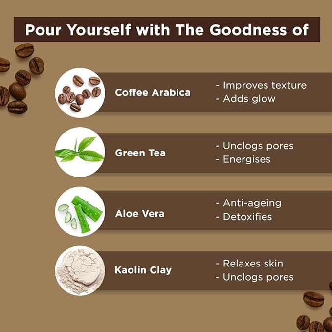 The Man Company Coffee Face Care Kit with Face Wash, Face Scrub, Face Pack | Cleanses, Detoxifies, Relaxes, Glowing and Brightening Skin - Pack of 3-VivaGrace Women