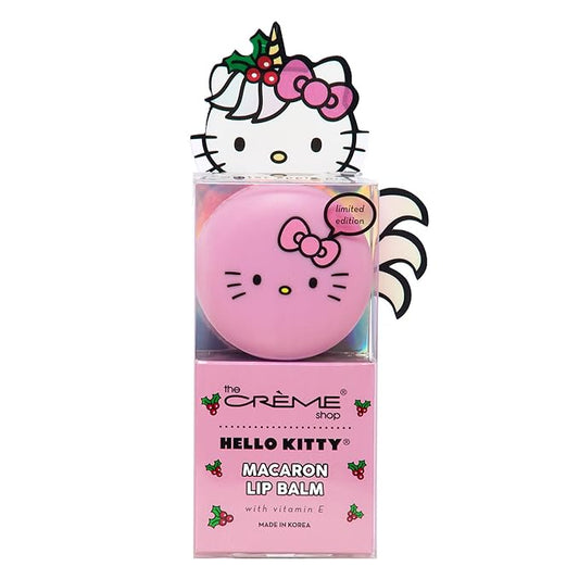 The Crème Shop x Hello Kitty Macaron Lip Balm, Korean Lip Balm with Shea Butter and Vitamin E - Holiday Unicorn Winter Apple Pie-VivaGrace Women