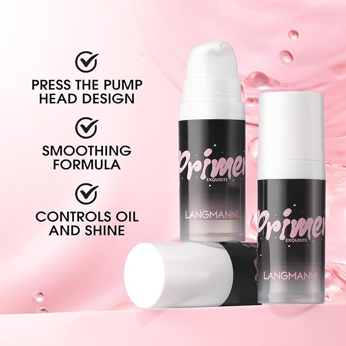 LANGMANNI Matte Grip Face Primer, Transparent Skin Perfecting Hydrating Primer,Unique Smooth Gel-Based Primer Essential For Longlasting Perfection Face Makeup (0.33 Fl Oz, 2)-VivaGrace Women
