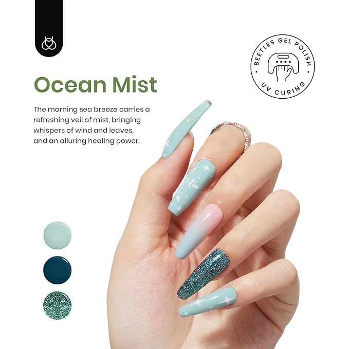 Beetles Green Gel Nail Polish Set - 6 Colors Green Gray Blue Glitter Nail Gel Polish Soak off Uv Gel Nail Art Manicure Gifts for Women-VivaGrace Women