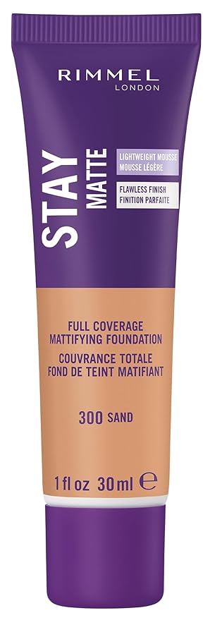 Rimmel London Stay Matte Liquid Mousse - 300 Sand - Foundation, Lightweight, Shine Control, Oil-Free, 1oz-VivaGrace Women