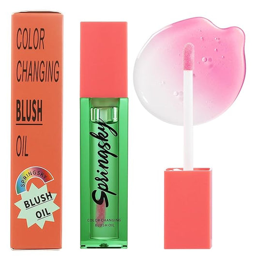Color Changing Blush Oil, Liquid Blush Oil for Cheeks, Long-lasting Waterproof Blush, Dewy & Natural Flush Finish, Reacts to Your Skin's pH for a Customized Look-VivaGrace Women