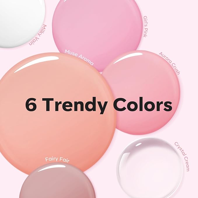 Modelones Poly Nail Gel Kit, 6 Colors Poly Extension Gel Clear Pink White with 48W U V/LED Lamp 3D Nail Charms Builder Slip Solution Complete Toe Manicure Supplies Tools for Starter-VivaGrace Women