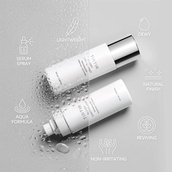TIRTIR Glossy Coating Mist 3.38 fl. oz, Illuminating Polyglutamic Acid Face Mist for Fresh, Glowing Skin,Cooling, Soothing, Makeup Prep Spray-VivaGrace Women