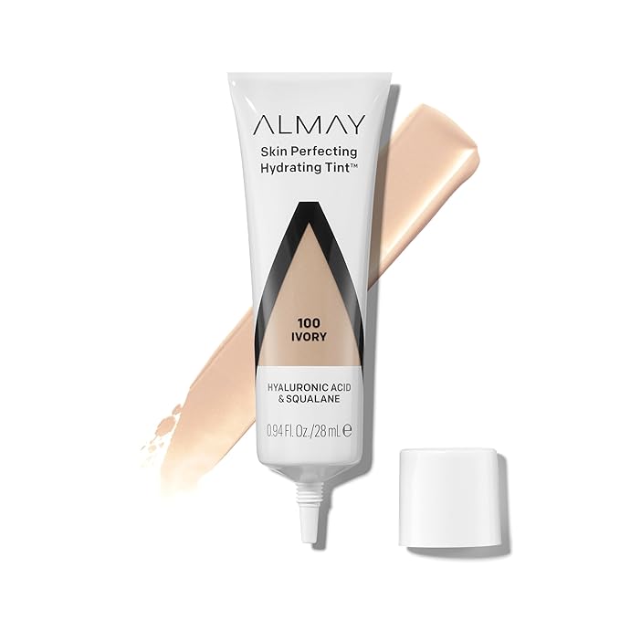 Almay Hydrating Liquid Foundation Tint, Lightweight with Light Coverage, Naturally Dewy Finish, Hypoallergenic, Dermatologist TestedFragrance Free, 100 Ivory, 0.94 fl oz.-VivaGrace Women