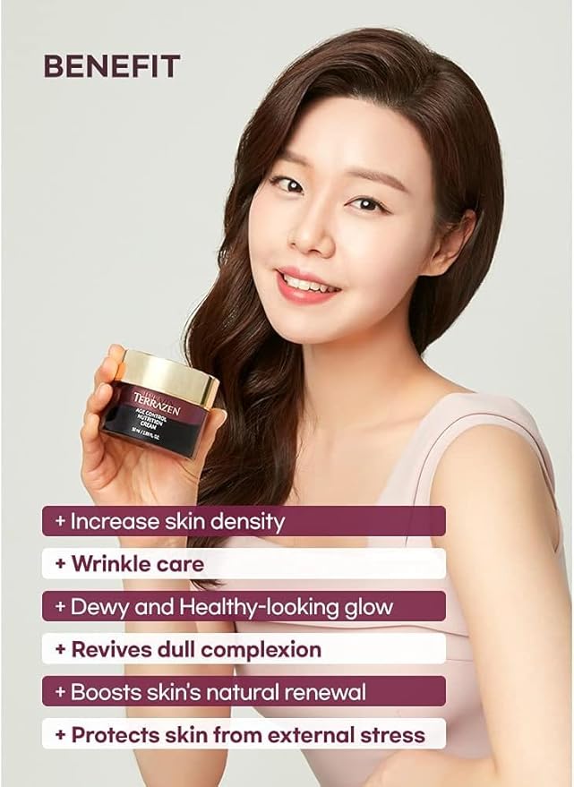 Terrzen Korean Face Cream Age Control Nutrition, 1.69 fl.oz. (50ml), Reduce Wrinkle, Hyaluronic Acid + Plant Stem Cell + Real Protein + Plant Squalane-VivaGrace Women