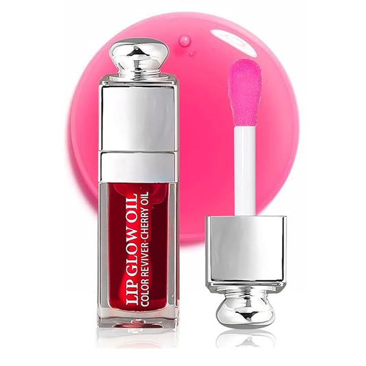 Hydrating Lip Glow Oil, Moisturizing Plumper Lip Gloss, Transparent Plumping Balm, Tinted Balm Care 0.2 OZ - 015 CHERRY-VivaGrace Women