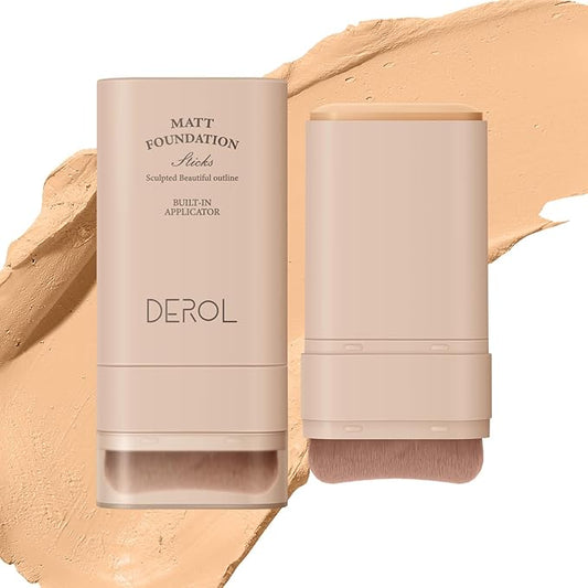 Multi-Use Foundation Stick Makeup with Brush,High Coverage Blendable Lightweight Contour Stick,Waterproof Flawless Natural Finish Creamy Foundation Makeup,Longwear Face Makeup Stick(#3)-VivaGrace Women