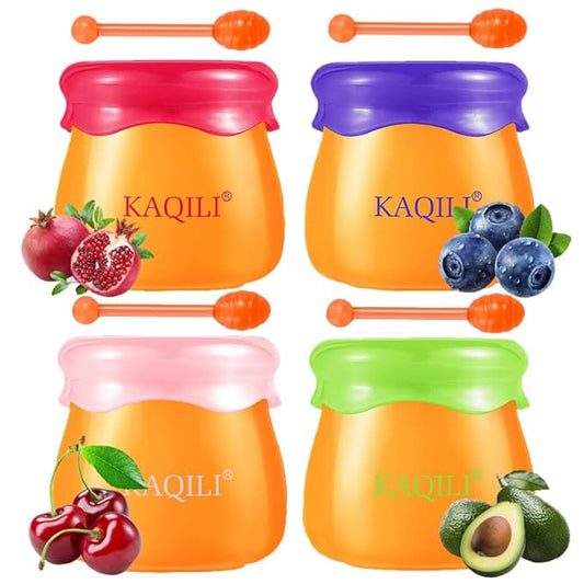 Honey Lip Balm Pot, Propolis Lip Mask, Strawberry Hydrating Propolis Lip Sleeping Mask, Prevent Dry&Cracked, Lip Repair Nourishes the Lip Skin (strawberry & blueberry & peach & avocado)-VivaGrace Women