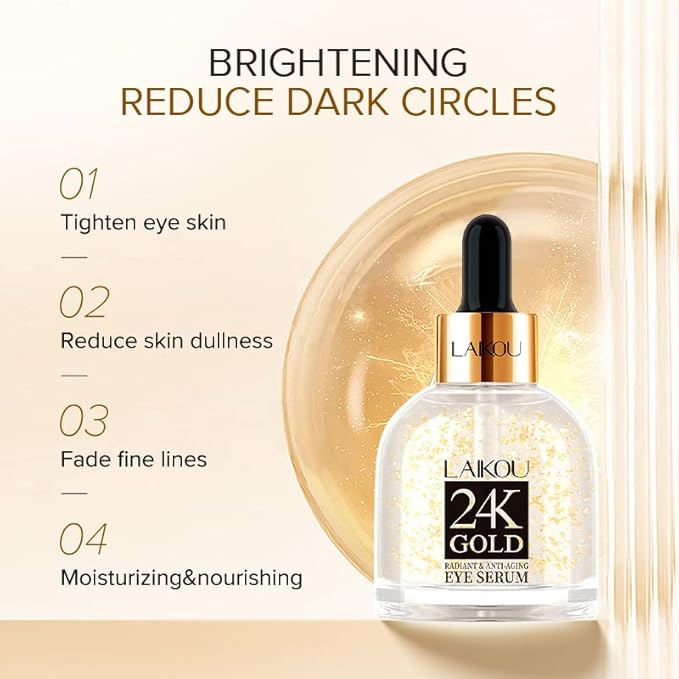 AKARY 24K Gold Eye Serum, Under-eye Firming Serum for Reduces Puffy Eyes, Dark Circles, Fine Lines, Under Eye Bags, Tightening, Hydrating Face Serum, Treatment for Skin Care with Nicotinamide and Vitamin E-VivaGrace Women