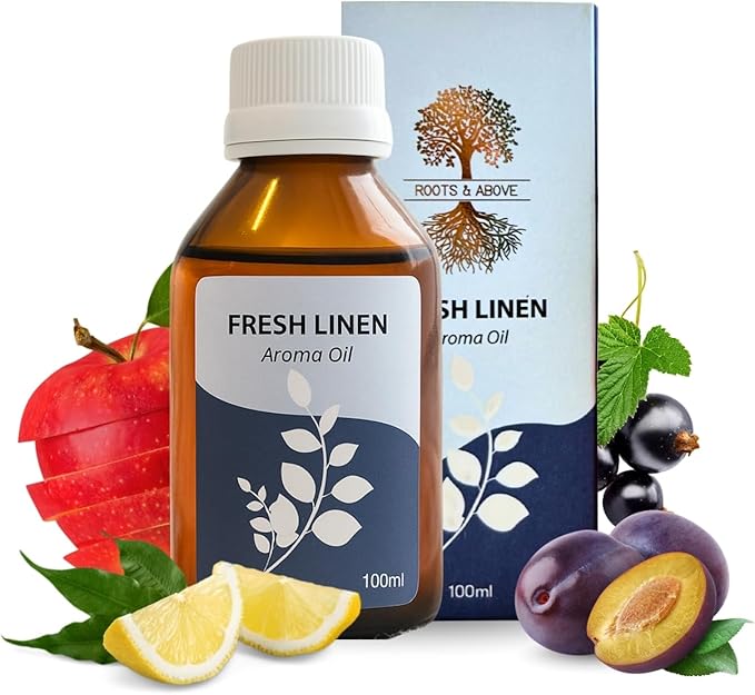Roots & Above Fresh Linen Aroma Oil 3.38 oz/100ml Perfect for Diffusers, Soap Making, Candles, Lotion, Home Scents, Perfume & Fragrance Oils-VivaGrace Women