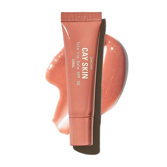 Cay Skin Isle Lip Balm SPF 30 – High Shine, Hydrating, Non-Sticky Lip Gloss in Vanilla Brown Sugar Flavor – Formulated with Natural Ingredients for All Skin Tones – Coral-VivaGrace Women