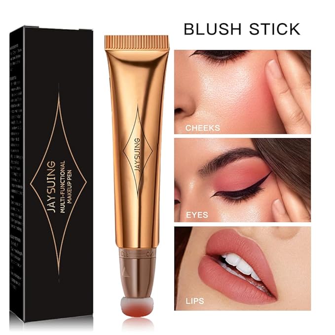 Liquid Blush Beauty Wand, Liquid Blush, Blush stick, Liquid Blush for Cheeks, Contour Beauty Wand, Natural Smooth Creamy Highlight Matte Liquid Blush Stick with Soft Cushion Applicator-VivaGrace Women