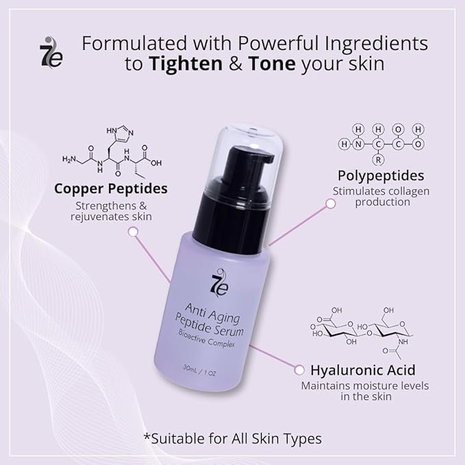 7E Wellness:Anti-Aging Peptide Serum, Anti-Wrinkle Copper Peptide Serum With Hyaluronic Acid & Polypeptides - Supports Collagen & Elastin Production | Brightening, Firming & Hydrating for Face-VivaGrace Women