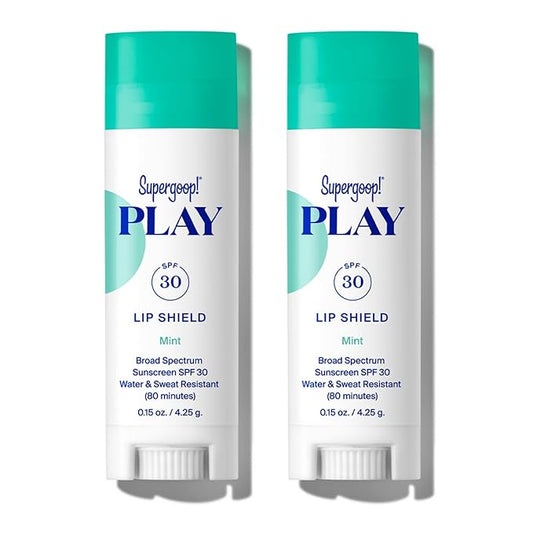 Supergoop! PLAY Lip Shield SPF 30 with Mint - Pack of 2 - Moisturizing Lip Balm for Dry Cracked Lips - Broad Spectrum UV Protection-VivaGrace Women