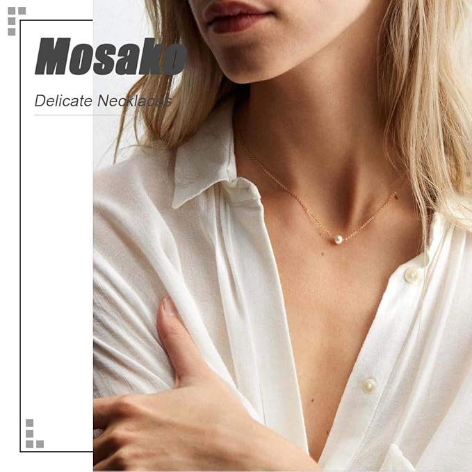 Single Pearl Pendant Necklace Chain Gold Necklace Short Necklaces for Women and Girls (Gold)-VivaGrace Women